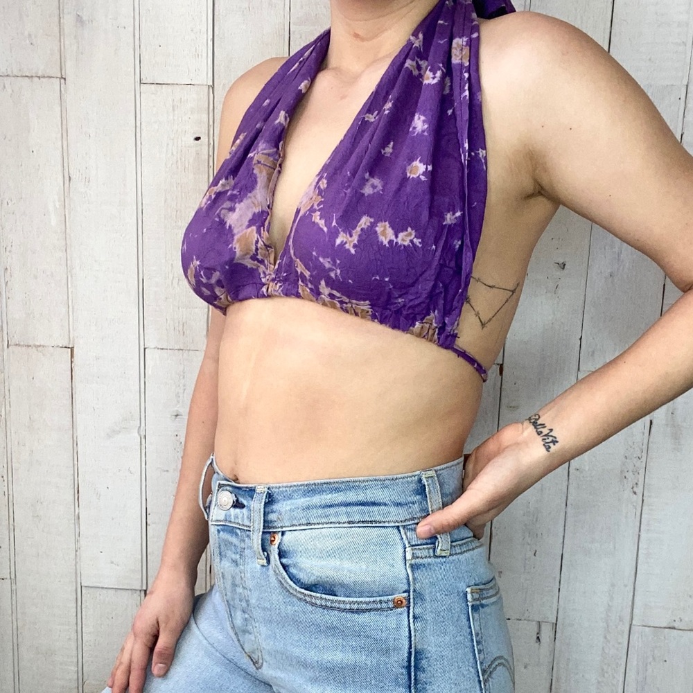 Bohemian Purple Tie Dye Halter Top